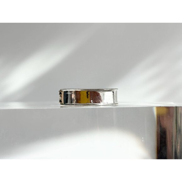 Cigar Band Row Set Dark Garnet 925 Sterling Silver Vintage Ring - sz 9 - Picture 3 of 14